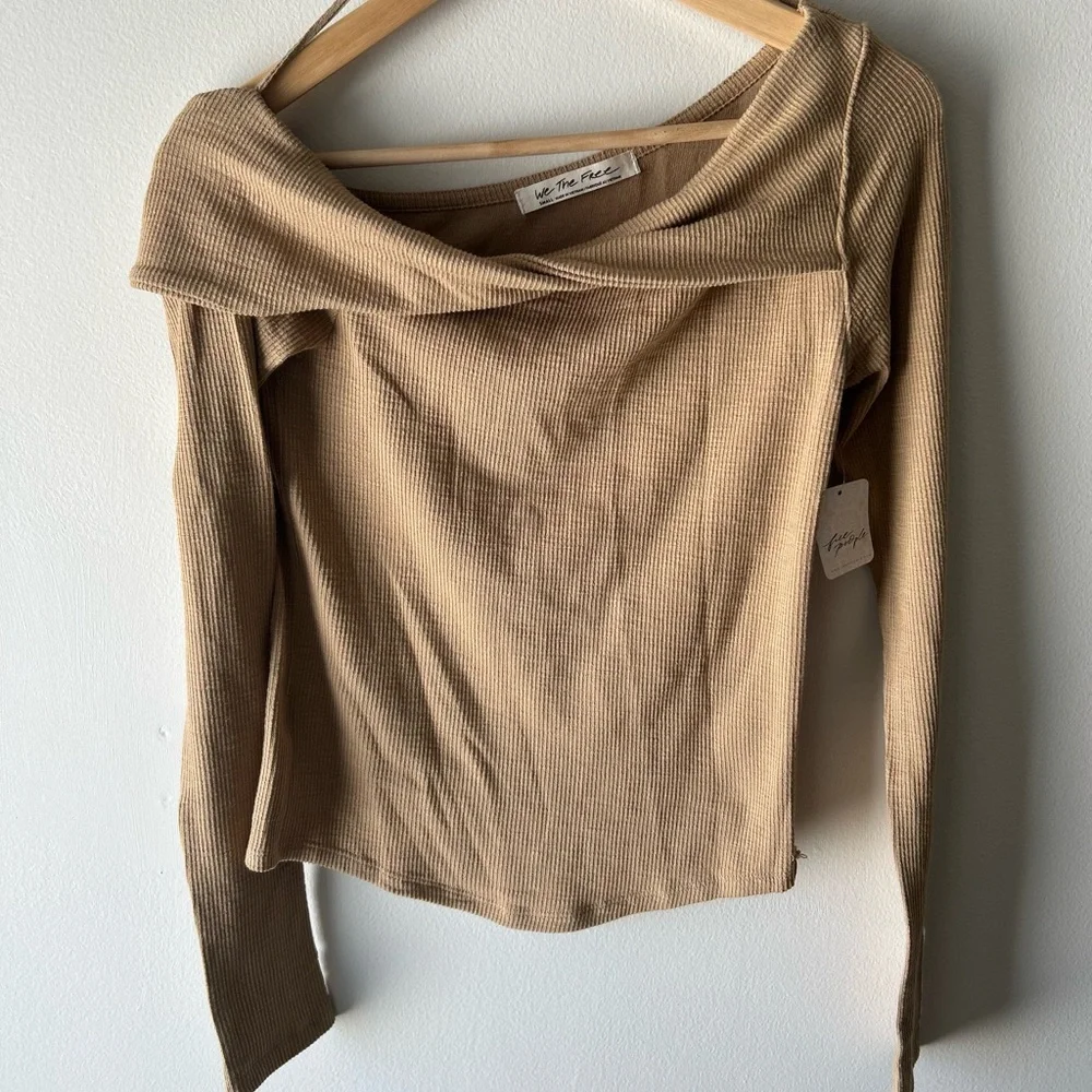 FREE PEOPLE Addie Layering Top in Winter Wheat NWT